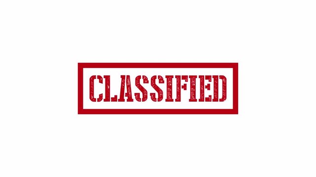 classified red stamp animation on white background for secret files, confidential tags, and private documents