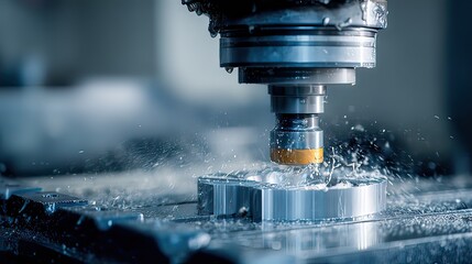 Precision Machining Process with CNC Mill Cutting Metal Component in Industrial Workshop Environment