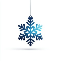 Decorative blue snowflake ornament hanging beautifully against a clean background