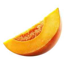 Fresh cantaloupe slice, vibrant orange color, juicy texture on transparent background