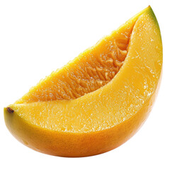 Fresh cantaloupe wedge, vibrant orange flesh, juicy texture on transparent background