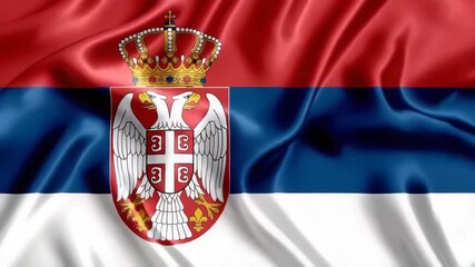 Serbian flag waving in the wind at a cultural event