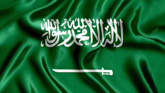 Saudi Arabia flag waving proudly at a national event