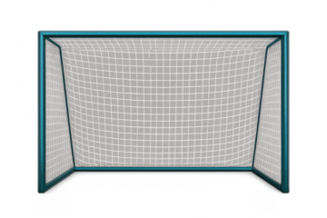 Soccer goal with transparent backdrop, highlighting sporting precision and clean graphical design for athletic project integration