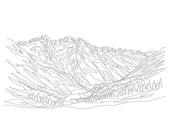 Hohe Tauern National Park in Austria one line drawing style