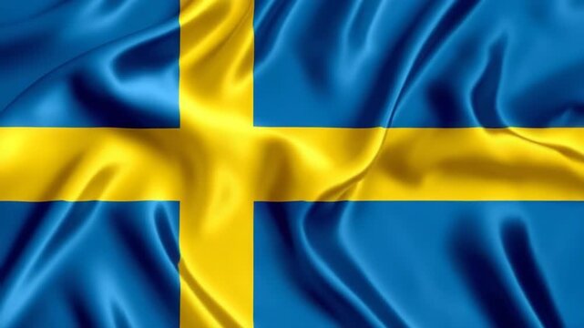 Swedish flag waving gently in the breeze during a sunny day