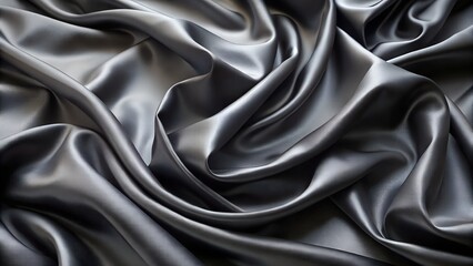 Obraz premium Draped gray silk fabric with shiny texture