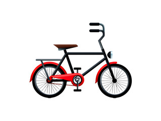Vintage bicycle with red fenders and black frame, a classic mode of transport for sport, travel, and retro style isolated on transparent background
