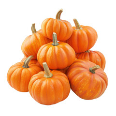 Pile of Small Orange Pumpkins for Autumn Harvest with Transparent Background