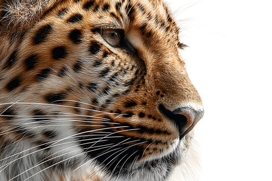 leopard skin background texture, real fur retro design, close-up wild animail hair modern , isolated on white background, , copy space for text,