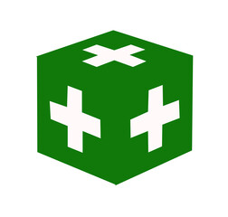 green first aid box on white background