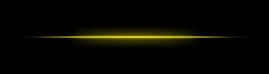 Laser. Thin horizontal beam with bright glow and soft gradient edges. Simple linear composition creates futuristic energy effect on dark background.