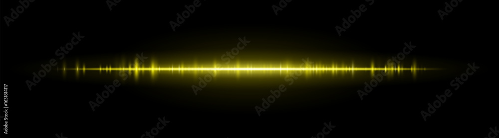 Wall mural waveform stripe. clean glowing line with smooth frequency pattern and center light burst. suitable f