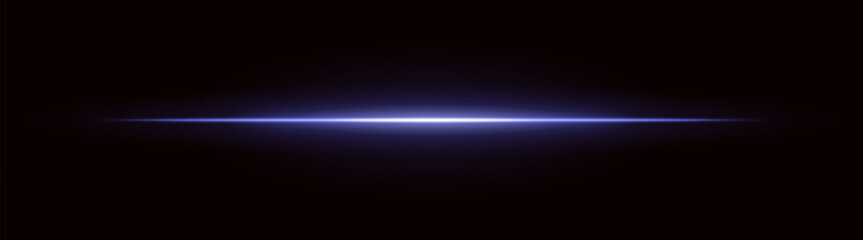 Radiant light. Straight glowing beam with intense center and dark fade edges. Suitable for digital interfaces and futuristic motion effects.