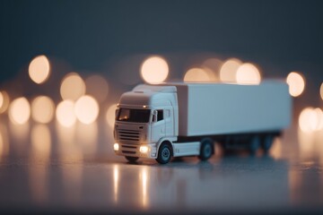 Miniature truck poised against dreamy bokeh lights, echoing World Maritime Day whispers and metaphorical transit towards Diwali's radiant celebrations