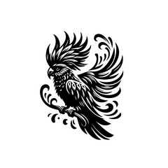 Obraz premium Illustration of a cockatoo perched on a branch isolated on white background