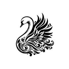 Fototapeta premium Vector art of elegant swan with ornate design isolated on white background
