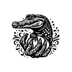 Naklejka premium Vector art of alligator illustration isolated on white background, a vector graphic design