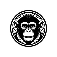 Obraz premium Vector art of monkey head in a circle isolated on white background for logo design