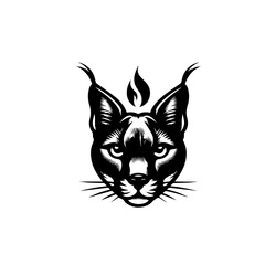 Fototapeta premium Vector art of caracal head isolated on white background for logo design and tattoo