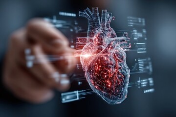 Medical innovation empowering doctors to interact with a holographic anatomical heart, enhancing diagnosis and treatment processes in modern healthcare settings
