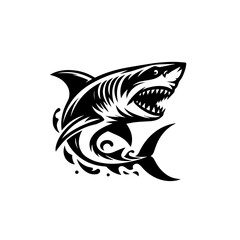 Naklejka premium Vector art of shark with open mouth isolated on white background, vector illustration