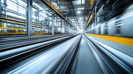 High-Speed Train in Modern Factory Illustration