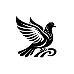 Obraz premium Illustration of a dove isolated on white background in black and white