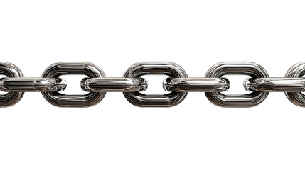 Metal chain links connected together with a transparent background