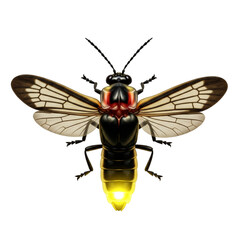 Firefly insect with glowing abdomen isolated on transparent background