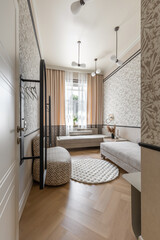 Cozy Guest Room with Beige Daybeds and Soft Lighting