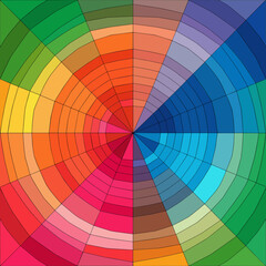 Obraz premium Gradient circle-based radial burst pattern in superflat vector style – Perfect for abstract design, vibrant branding, or digital product visuals