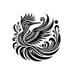 Obraz premium Vector art of stylized phoenix bird illustration isolated on white background design