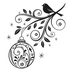 Printable Ornament Vector | Generative AI Linocut Silhouette Design