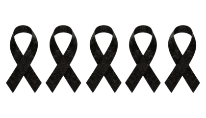 Black Ribbons with Floral Texture, Transparent Background, Glossy Ribbon Design Element