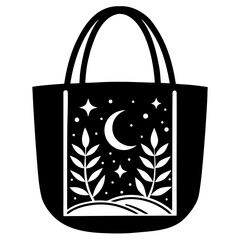 Printable Tote Bag Vector | Generative AI Linocut Silhouette Design