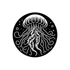Fototapeta premium Vector art of ornate jellyfish illustration isolated on white background for creative design