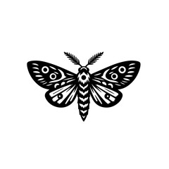 Fototapeta premium Vector art of detailed moth illustration isolated on white background, ideal for tattoo art