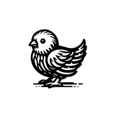 Fototapeta premium Illustration of a cute chick isolated on white background in black and white