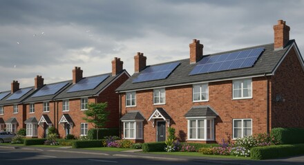 Solar Panel Rooftops UK - Terraced Houses with Renewable Energy Technology