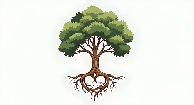Minimalist Tree with Heart-Shaped Roots