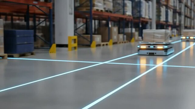 automated robot transporting boxes warehouse logistics technology