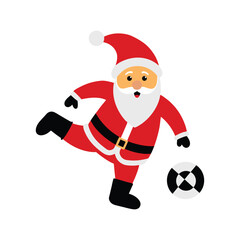 Vector art of santa claus playing football isolated