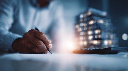 Investor analyzing financial data for a real estate project