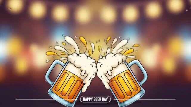 Cheers with Beer Mugs Cartoon Style	