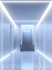 Obraz premium Modern, minimalist hallway with stairs