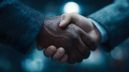 Fototapeta premium Formal business partnership handshake in sharp focus