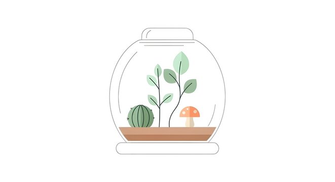 Simple Terrarium Design with Pastel Plants