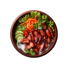 Delicious Vietnamese Grilled Pork Bowl with Vermicelli Noodles and Fresh Vegetables
