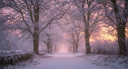 Winter Sunset Road